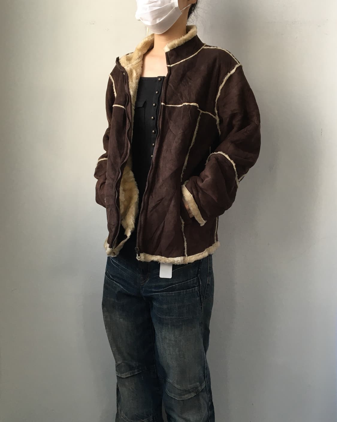 Line detail high neck fake fur mustang 상품이미지7