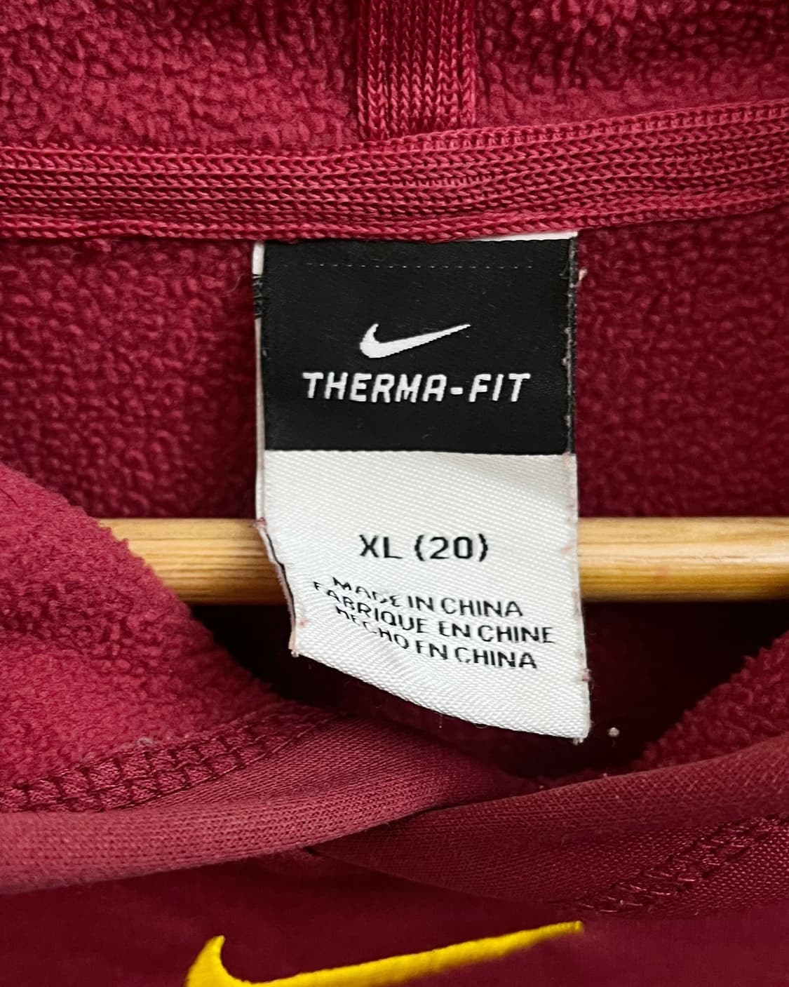 나이키 00s 컬리지 로고 버건디 후드티 상품이미지6
