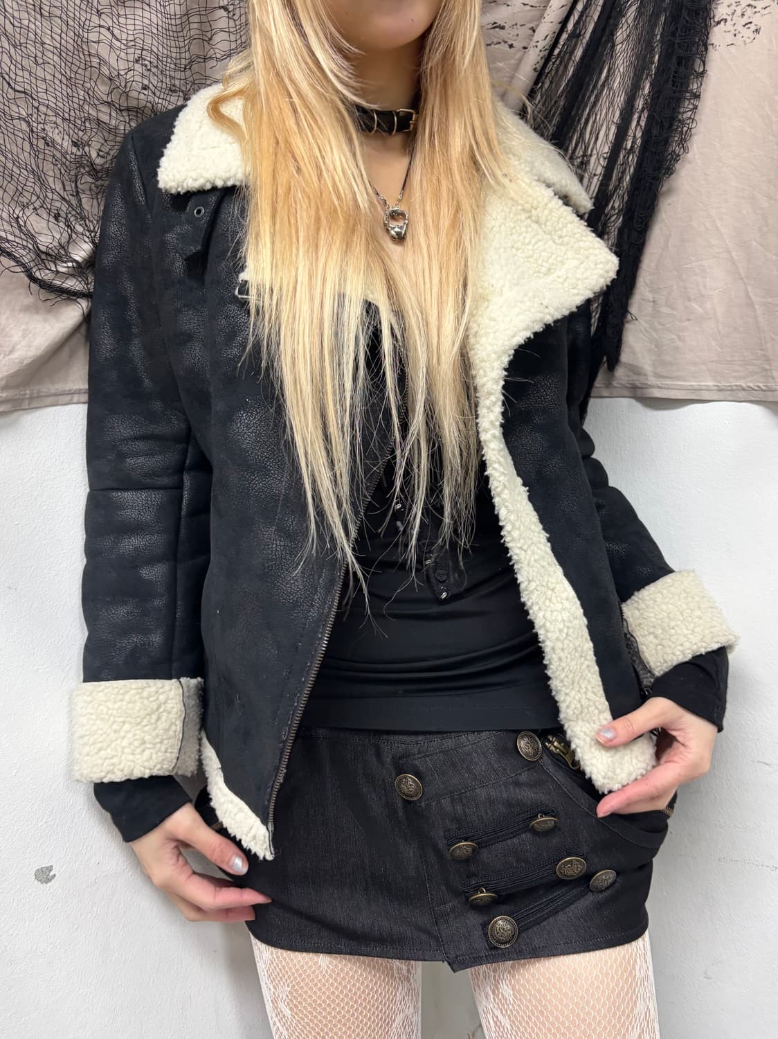 Black Bleach Wash Neck Buckle Chic Musta 상품이미지7