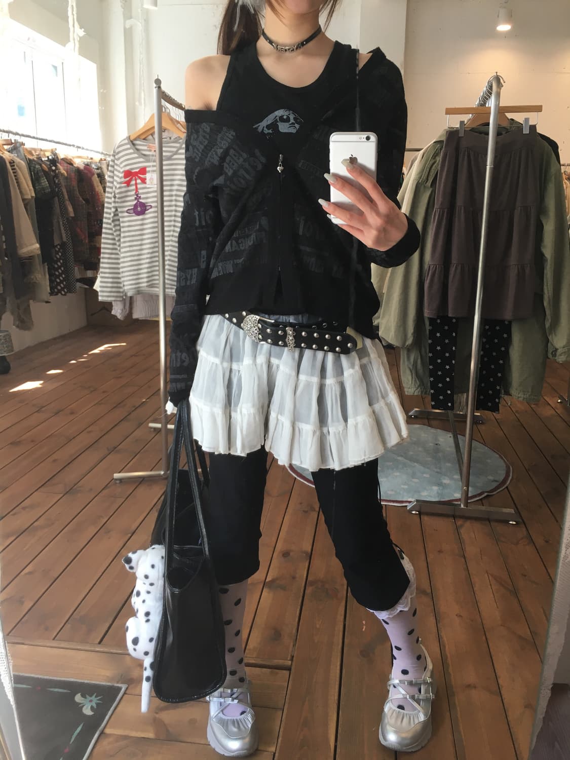 히스테릭글래머 히스걸 블랙 하트 글리터 집업 상품이미지6