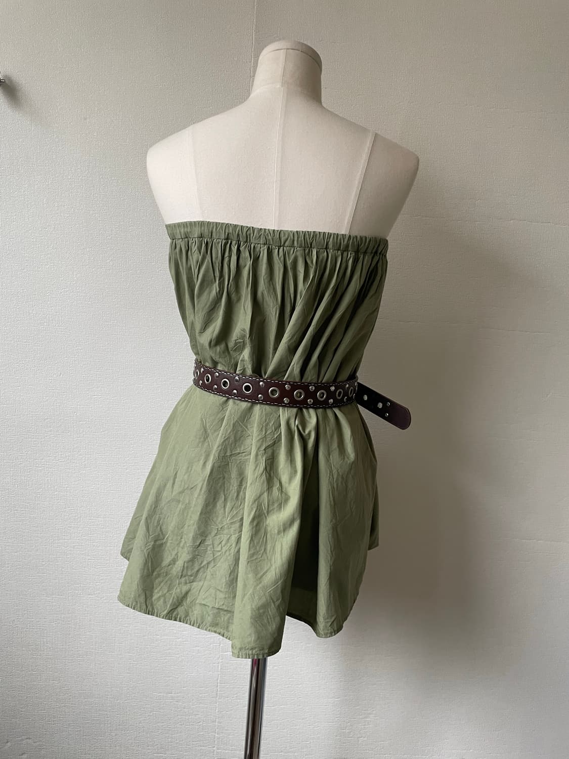 khaki pleats cotton skirt&top 상품이미지3