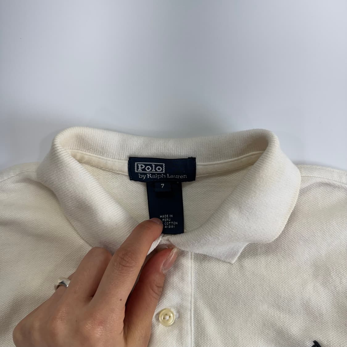 Polo 폴로 블랙 빅포니 아이보리 카라 반팔 상품이미지5