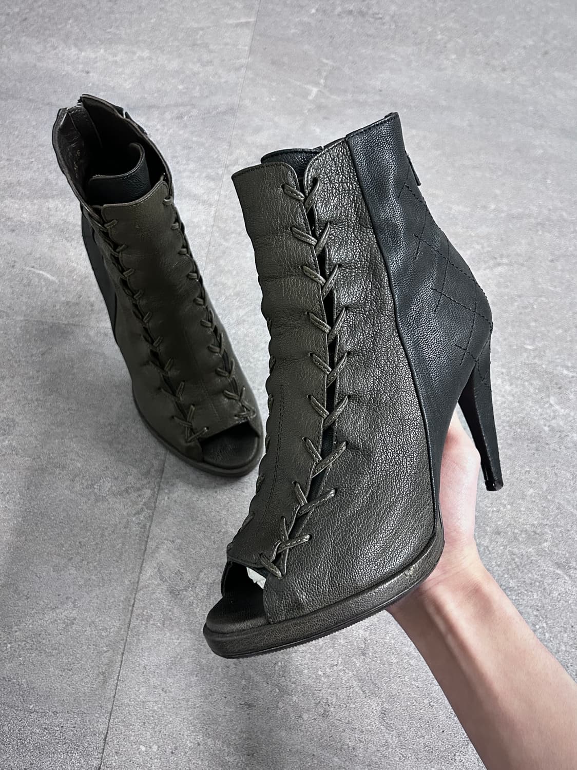 타임 아일렛 레이스 업 하이힐 부츠 상품이미지1