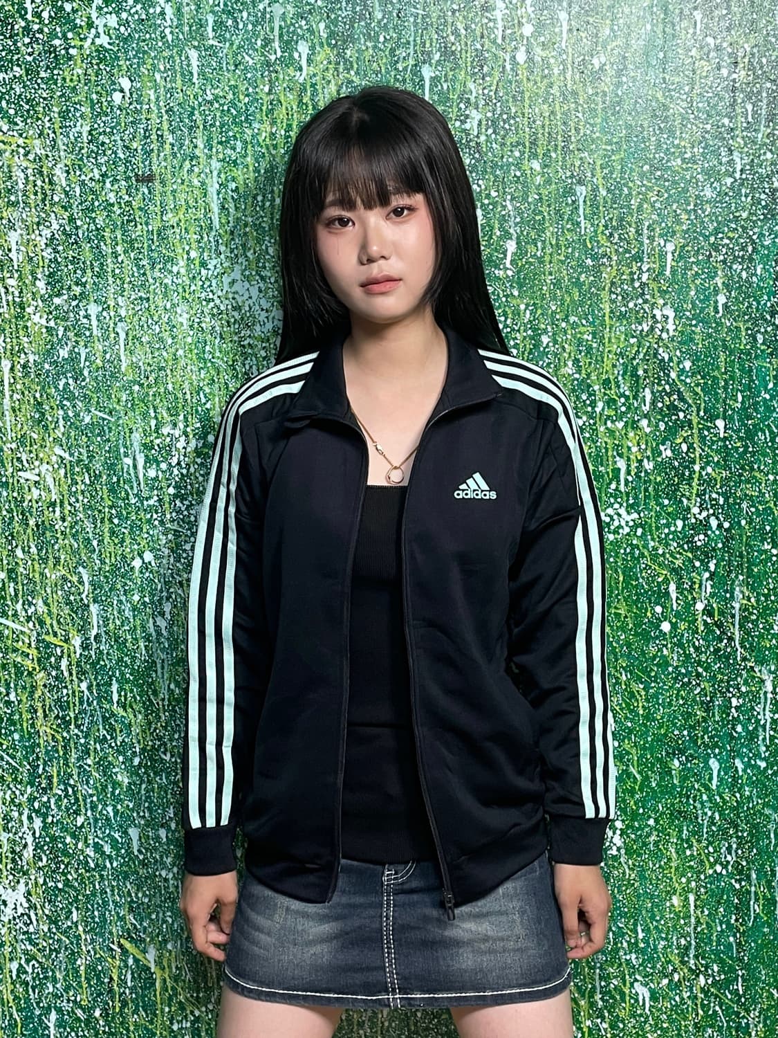 아디다스 스몰로고 블랙 스카이블루 삼선 져지 트랙탑 XS 상품이미지1