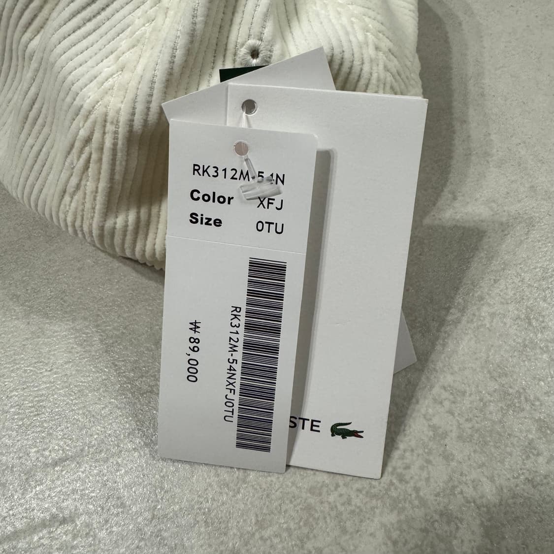 라코스테 모자 코듀로이 캡 아이보리 화이트 lacoste 상품이미지3