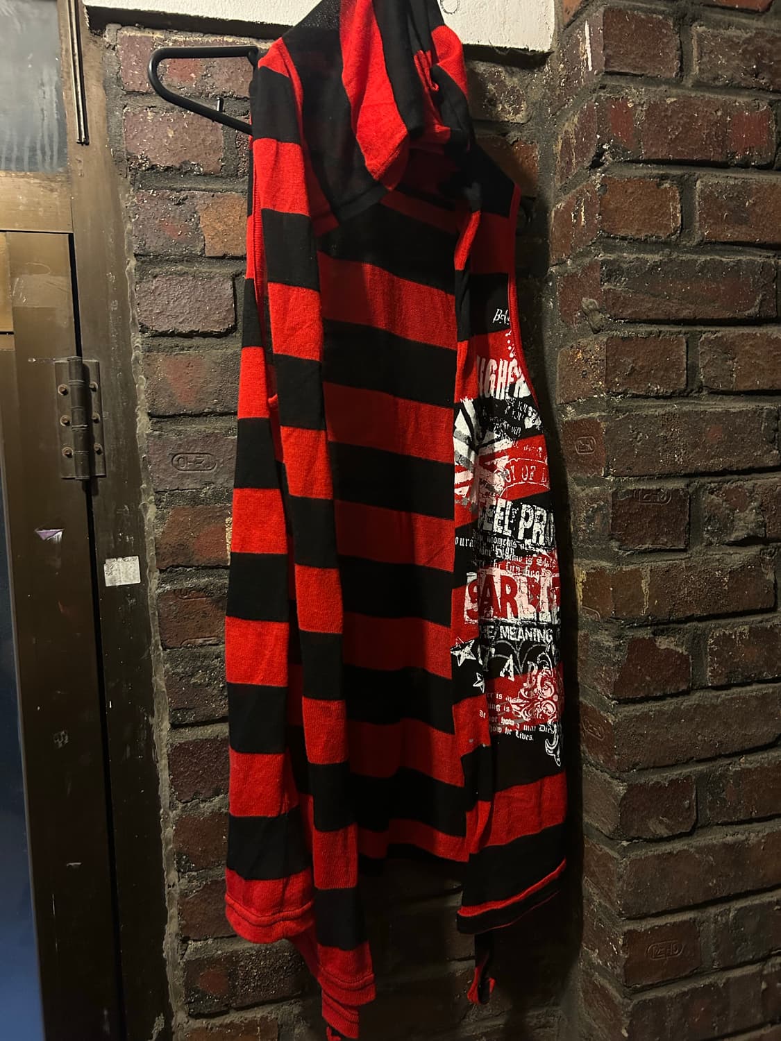 2000s JPN 펑크 스트라이프 유니언잭 조끼  상품이미지1