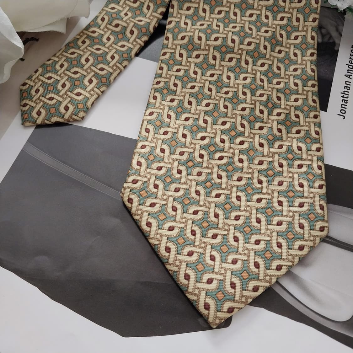 안젤로 빌로레세 실크 기하 패턴 넥타이 9.7cm A+~A등급 K1312 상품이미지4