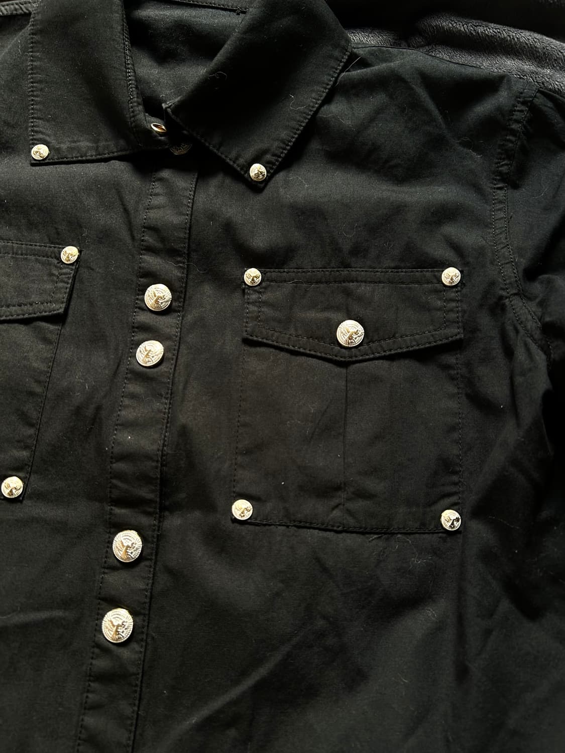 Black Slim Stud Button Shirts  상품이미지2
