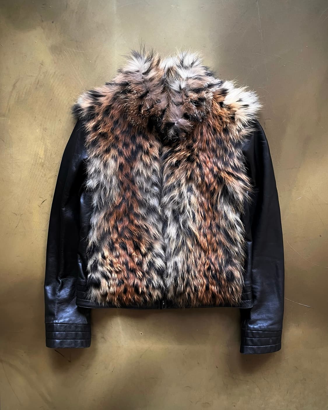 Real Leopard Raccoon Fur Lambskin Jacket 상품이미지3