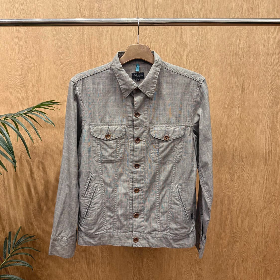 폴스미스 진스 코튼 긴팔 셔츠 자켓 더블 포켓 버튼 디테일 그레이 상품이미지1