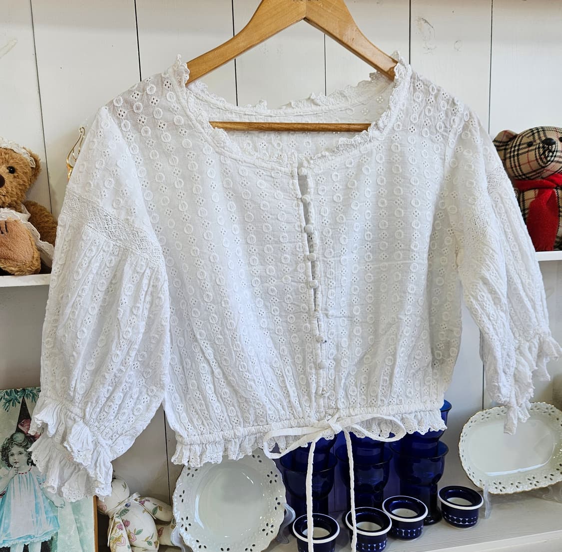 레이스 크롭 블라우스 상품이미지2