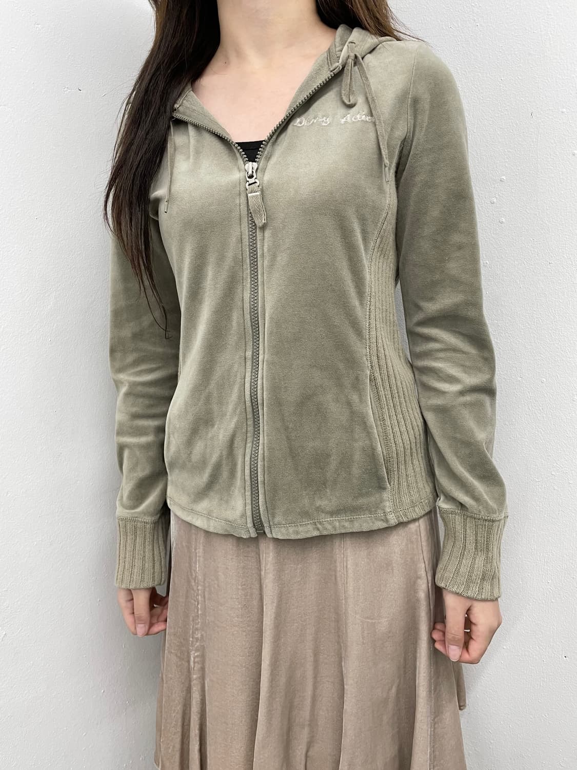 벨벳 니트 디테일 후드집업 상품이미지2