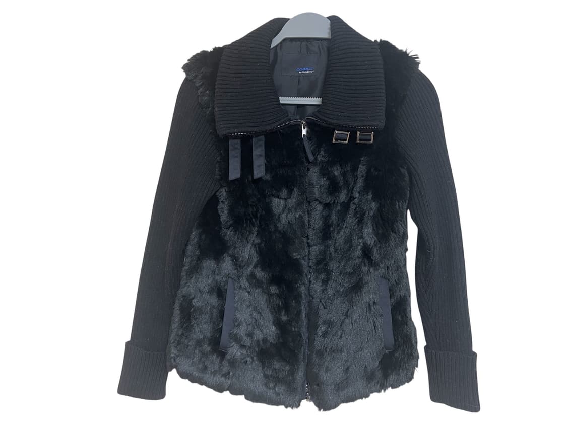 무스탕 니트 블랙 가디건 자켓 털 조끼 갸루 y2k 상품이미지1