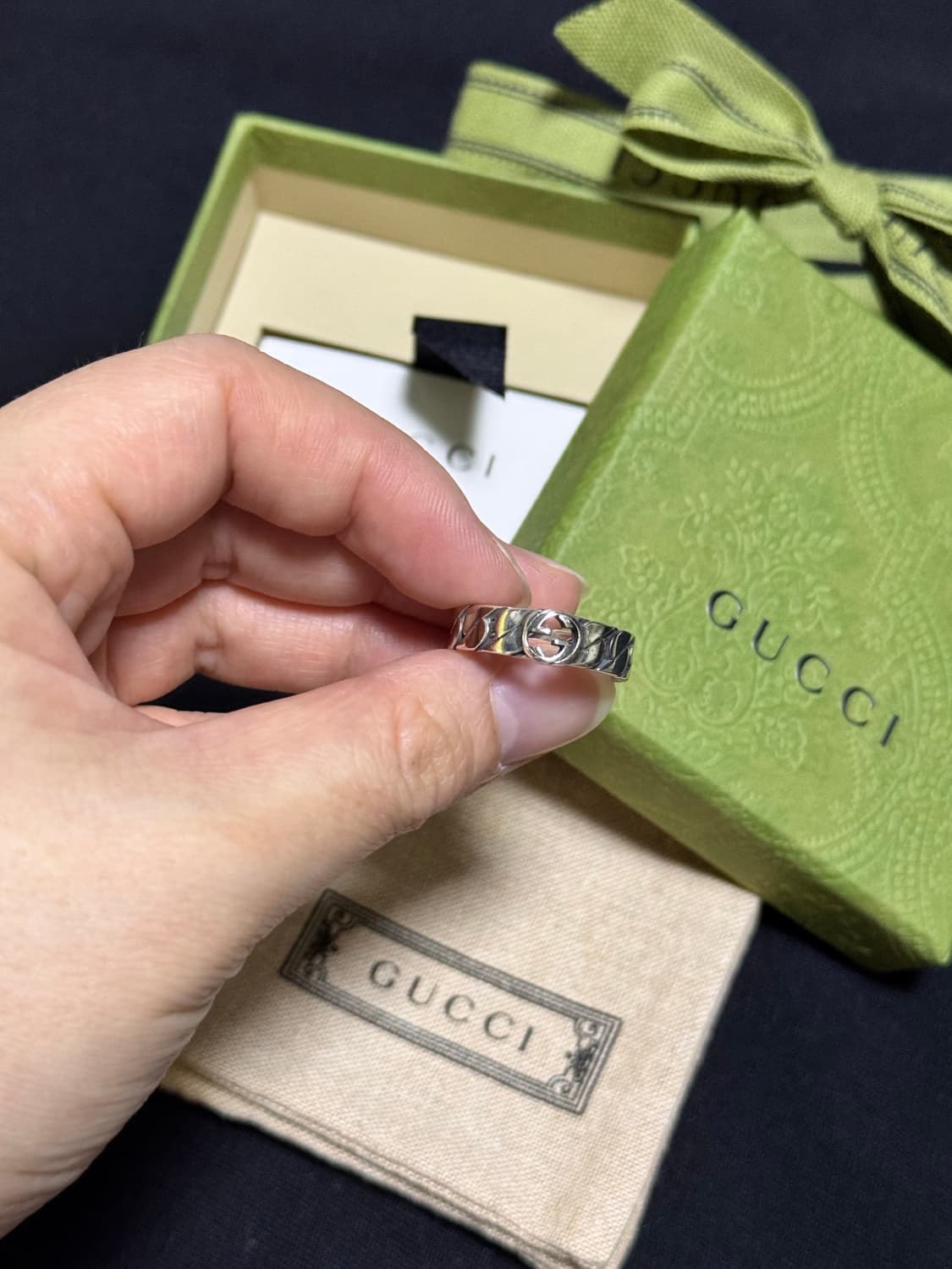 와이드 구찌 인터로킹 체인 반지(19호) 상품이미지3