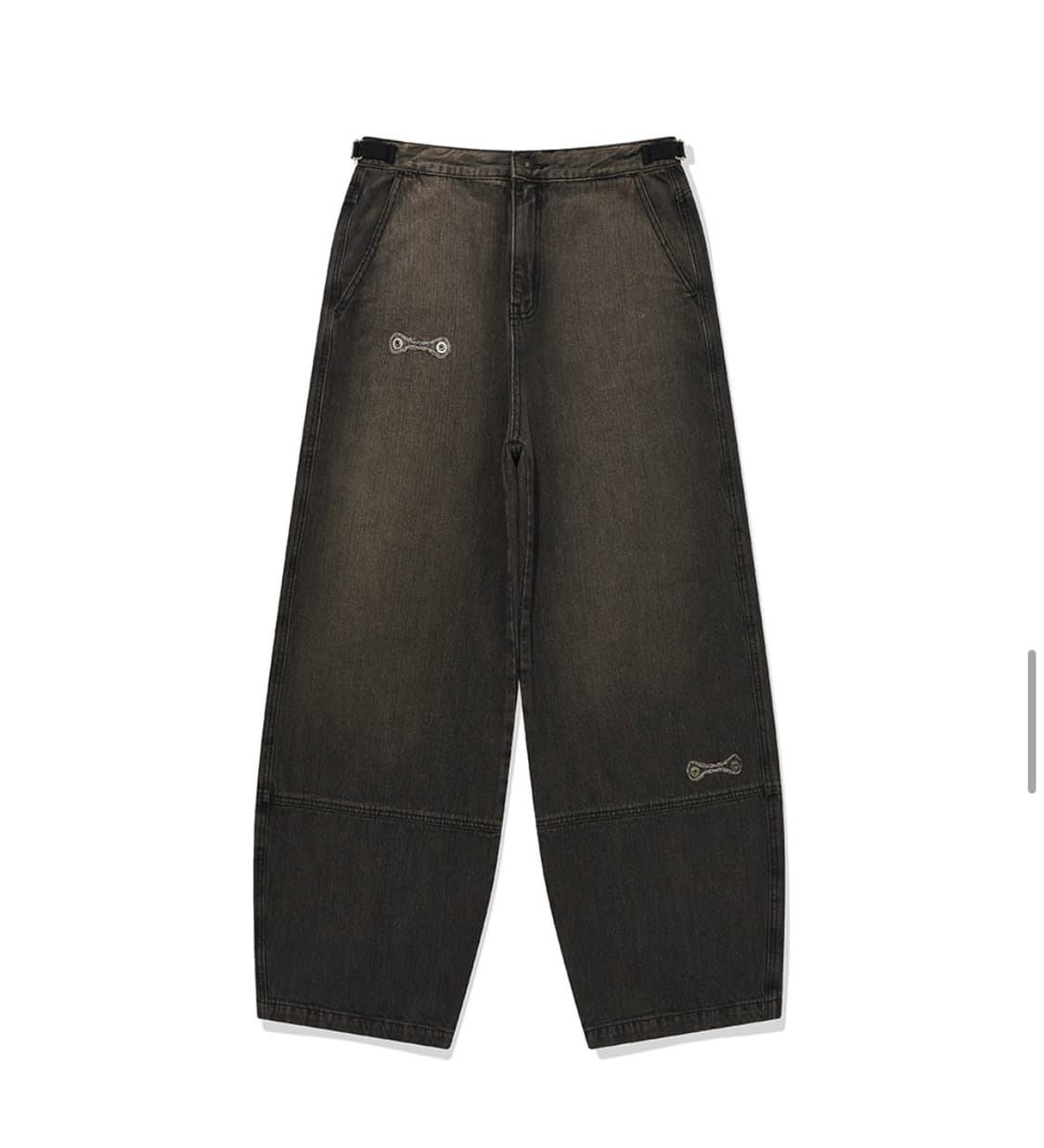 카락터 빈티지 블랙 데님 팬츠 상품이미지1