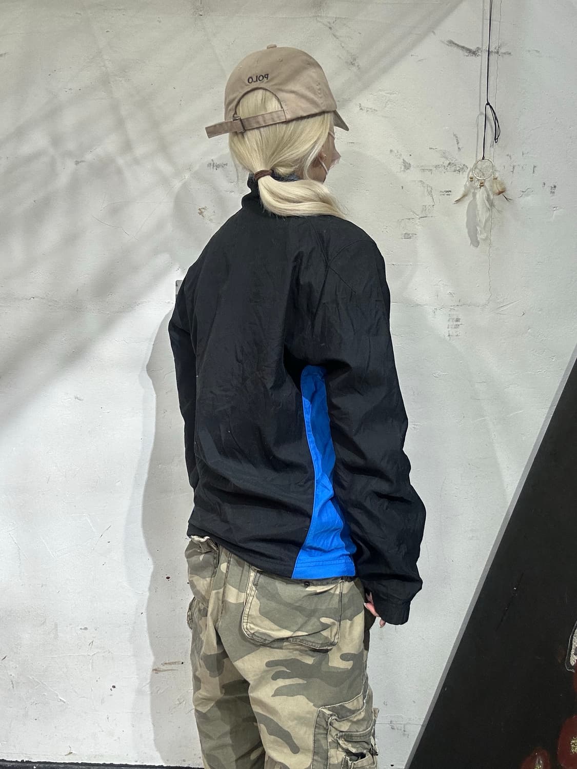 아디다스 블랙 블루 로고 바람막이 자켓 S 상품이미지3