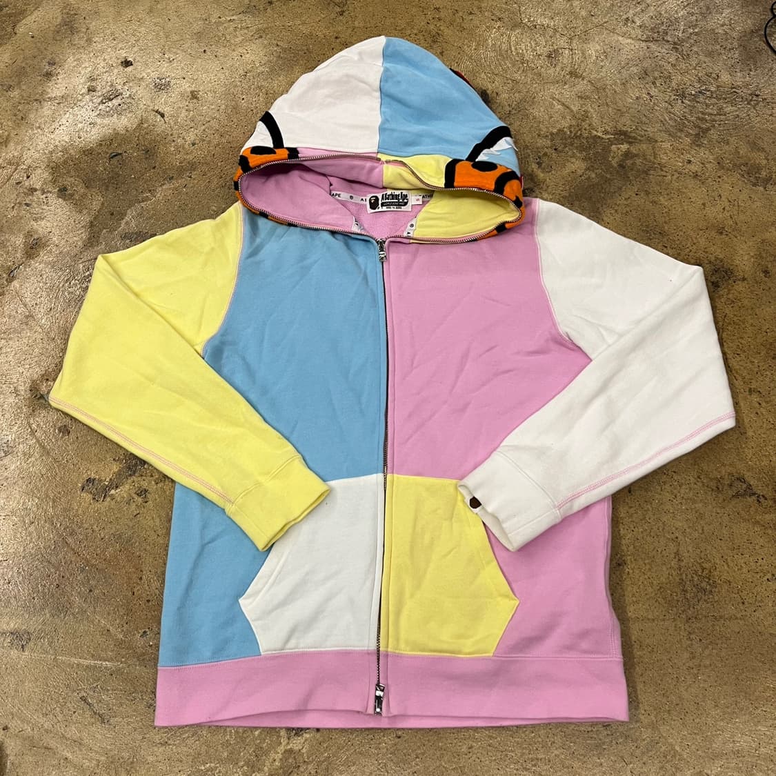 베이프 솜사탕 멀티계 파스텔 핑크 화이트 마일로 샤크 풀 후드 집업 상품이미지2