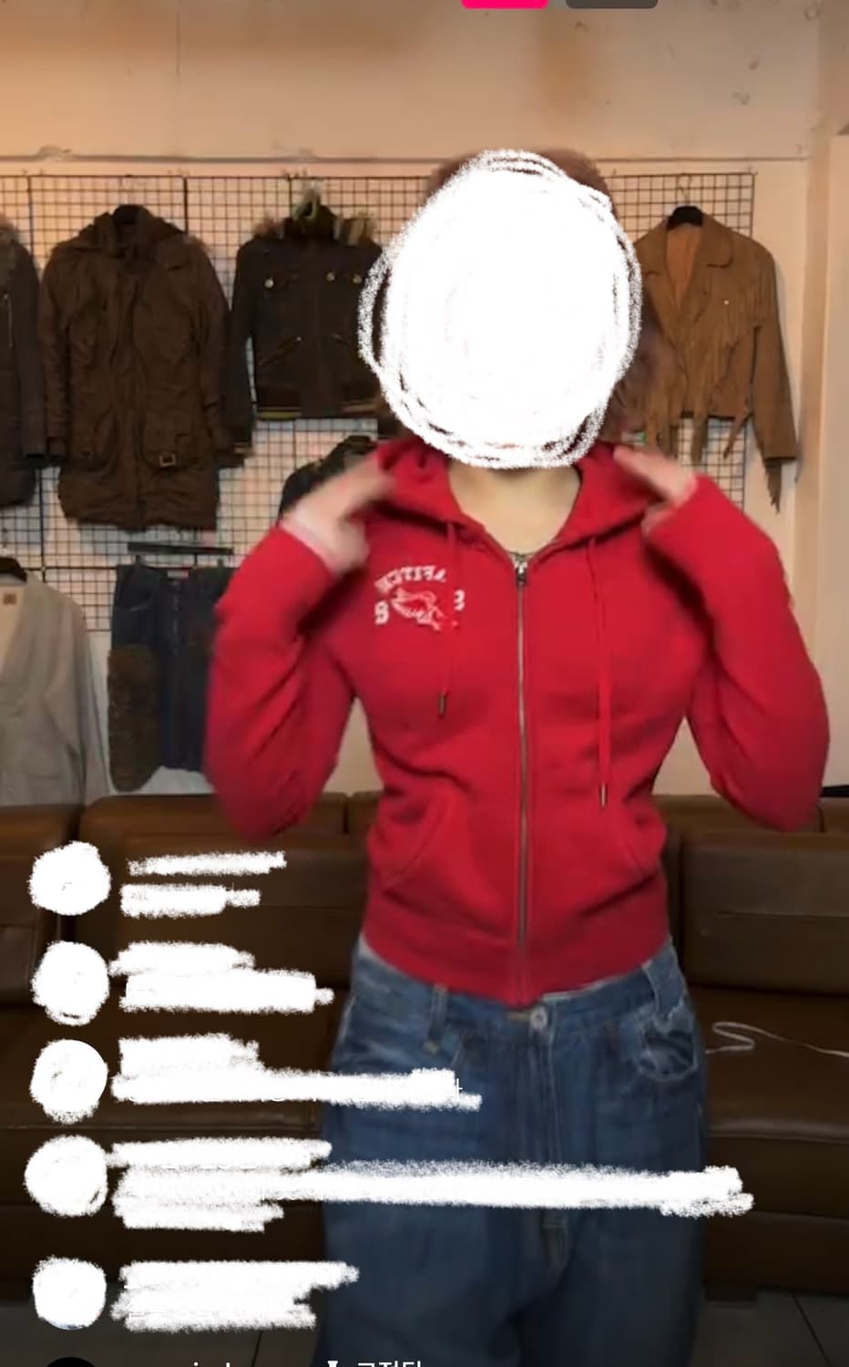 빈티지 아베크롬비 레드 크롭 후드집업 딱붙 상품이미지3