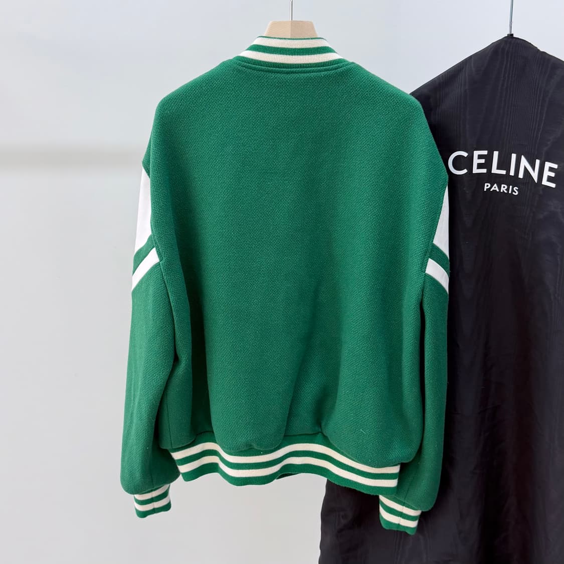 [S+급/46] 셀린느 잭슨 울 테디 바시티 자켓 그린 풀구성 상품이미지5