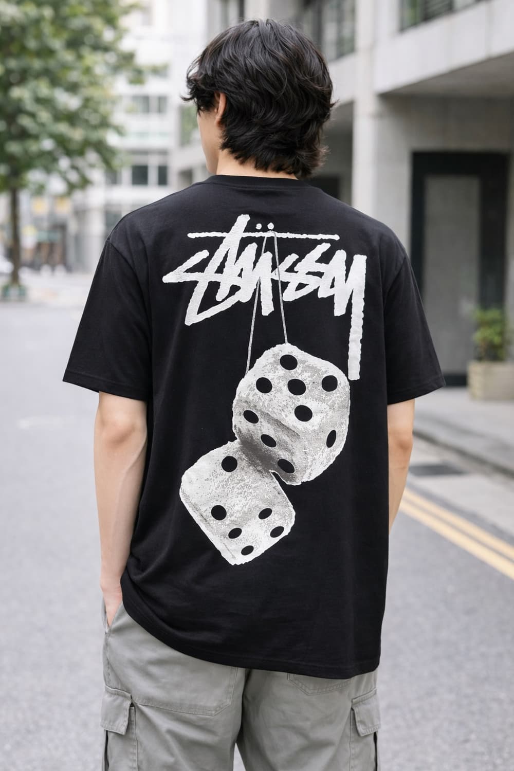 👕 STUSSY 다이스 백프린트 반팔 티셔츠 (Black) 상품이미지1