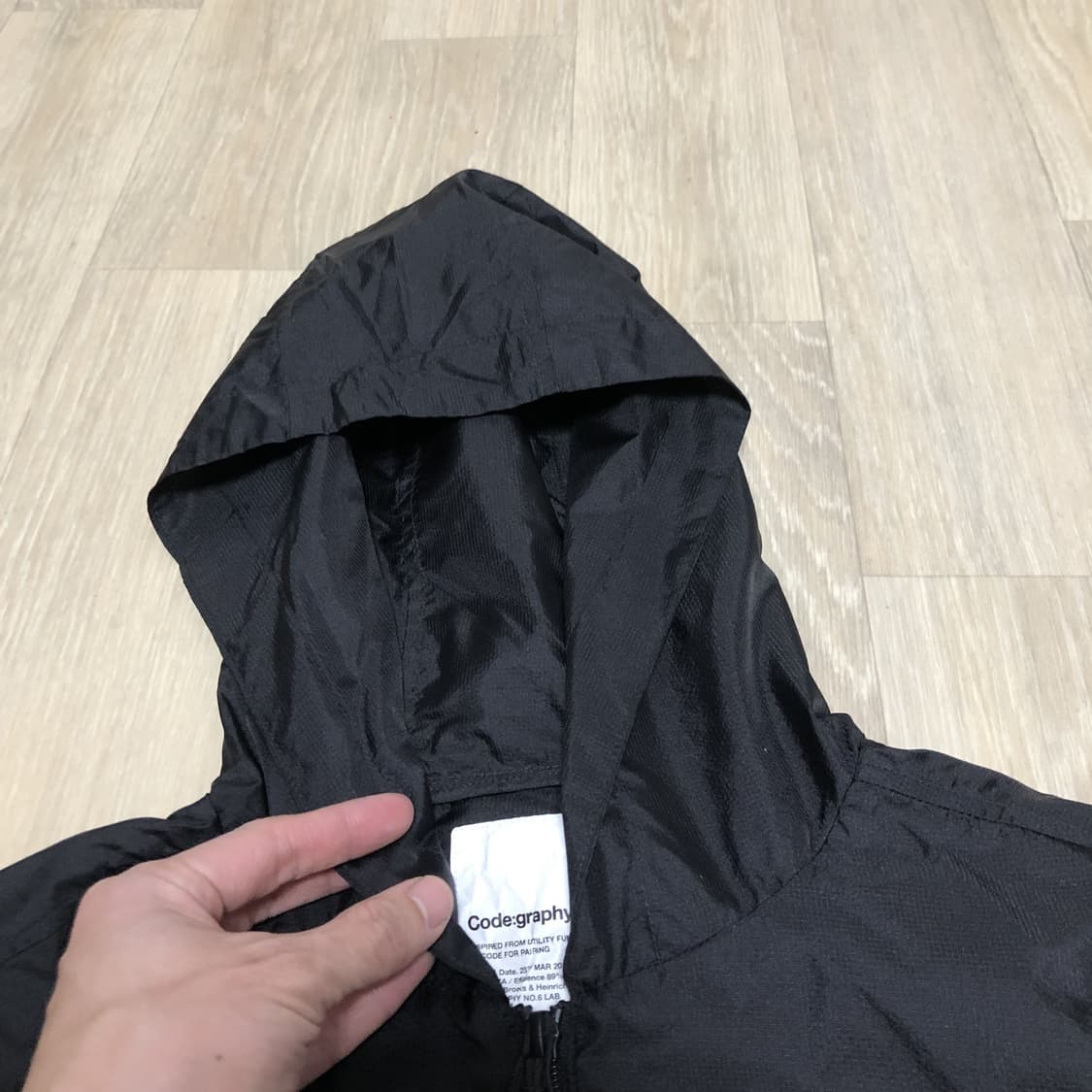 (우먼스 M) 새상품 코드그라피 WAVE 로고 심볼 시스루 반팔 후드집업 상품이미지3