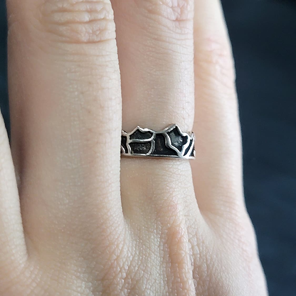 Kelran 실버 남자 엔틱 빈티지 명품 고대 산맥 자연 반지 상품이미지6