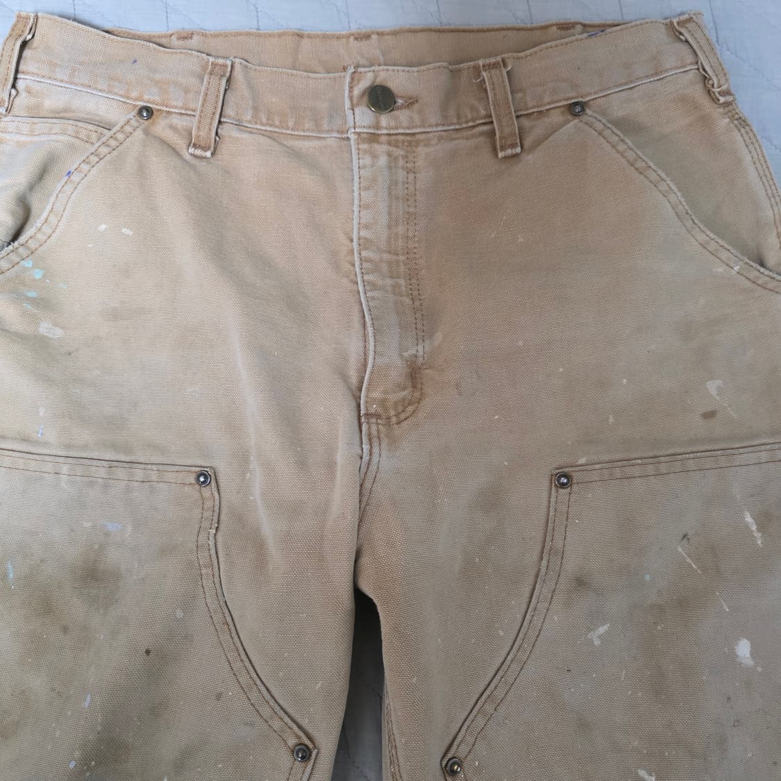 [34X31] 빈티지 칼하트 더블니 B136 BRN 워크팬츠 트래쉬드 상품이미지3
