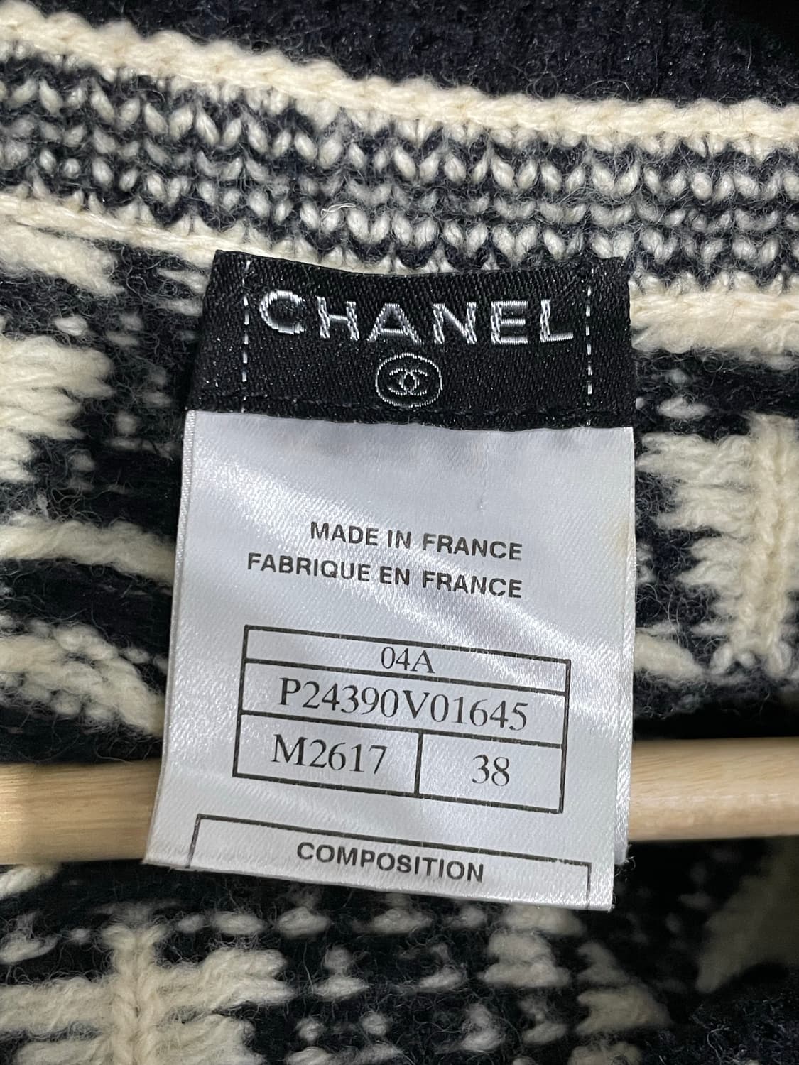 샤넬 블랙&아이보리 패턴 롱 코트 38 정품 상품이미지4