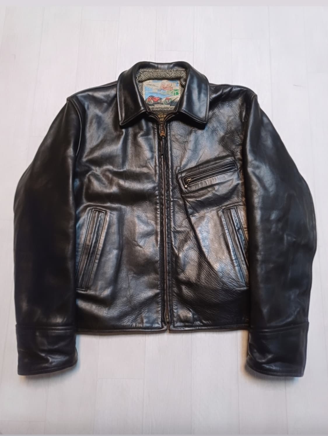 에어로레더 하프벨트 크롬악셀 호스하이드말가죽 레더자켓38아메카지워크웨어 상품이미지1