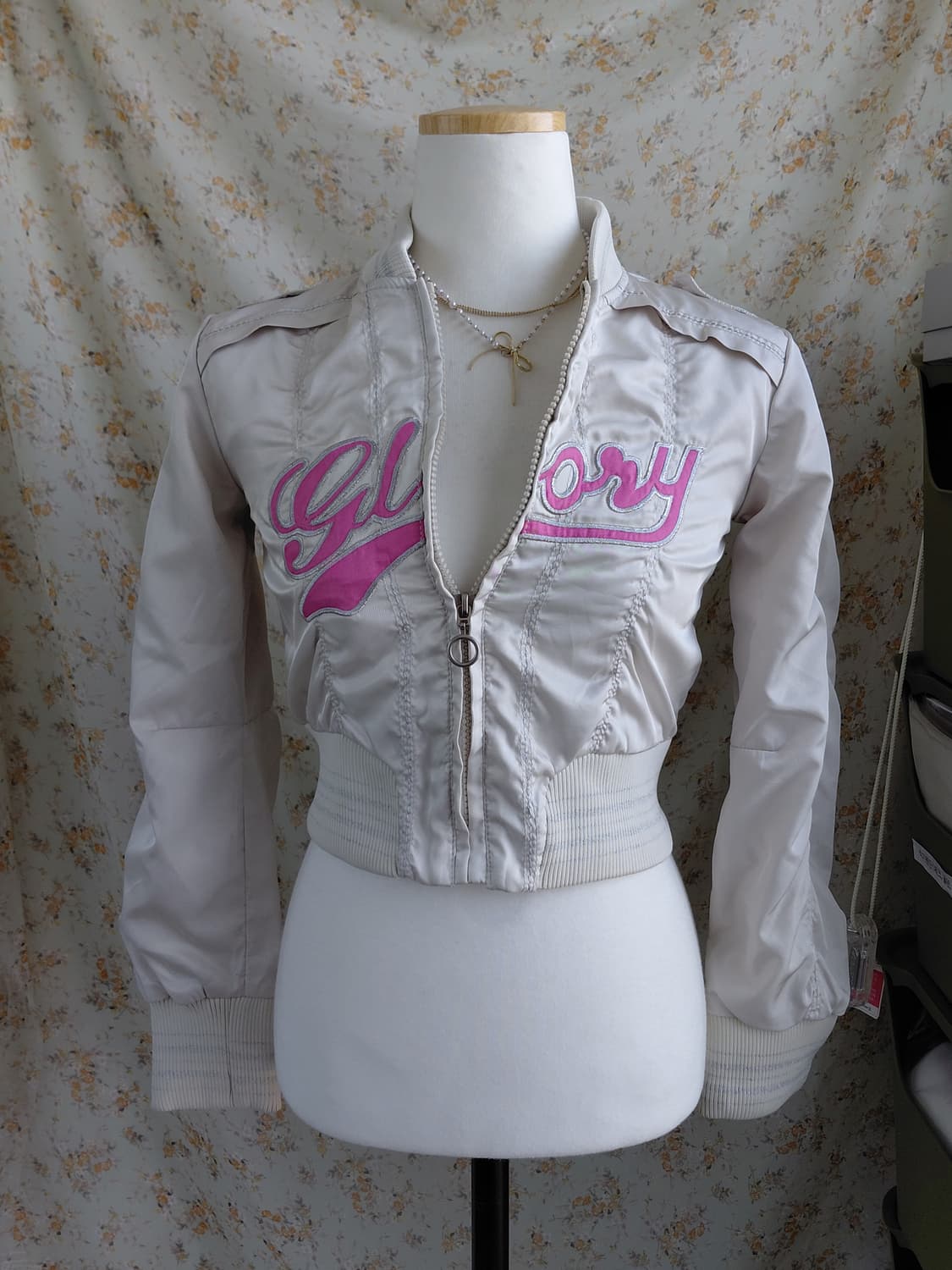 [y2k] Glory 아이보리 크롭 항공점퍼 44 상품이미지1