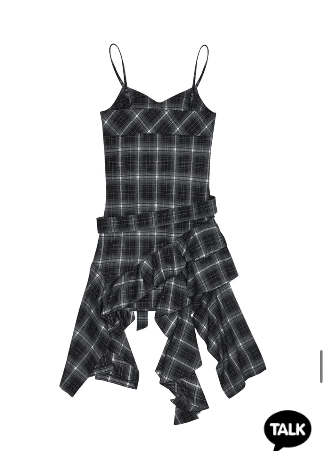 Belted Drop Ruffle Dress (CHECK) 상품이미지2