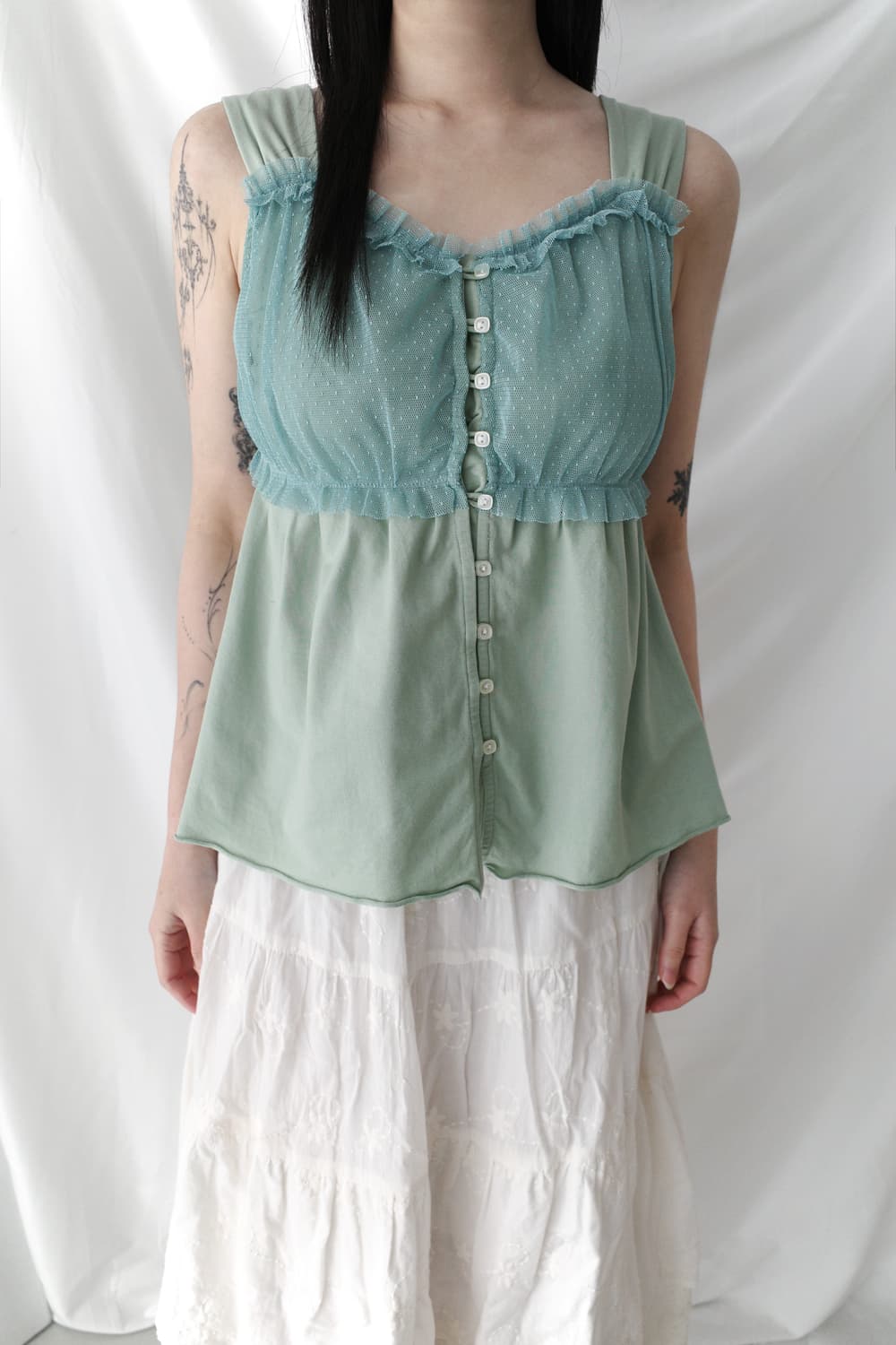 dot lace button sleeveless 상품이미지5