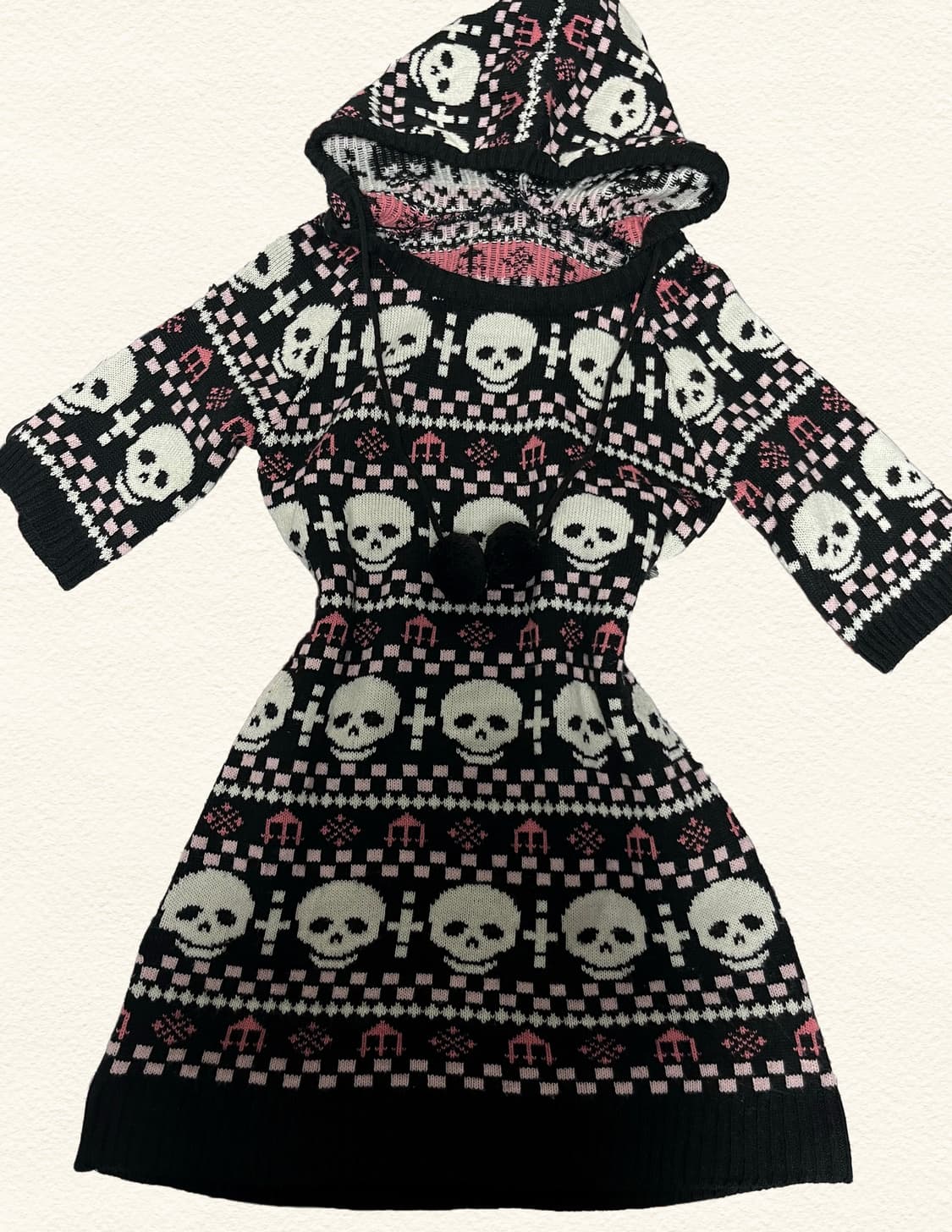 일본 빈티지 니트 해골 원피스 상품이미지1