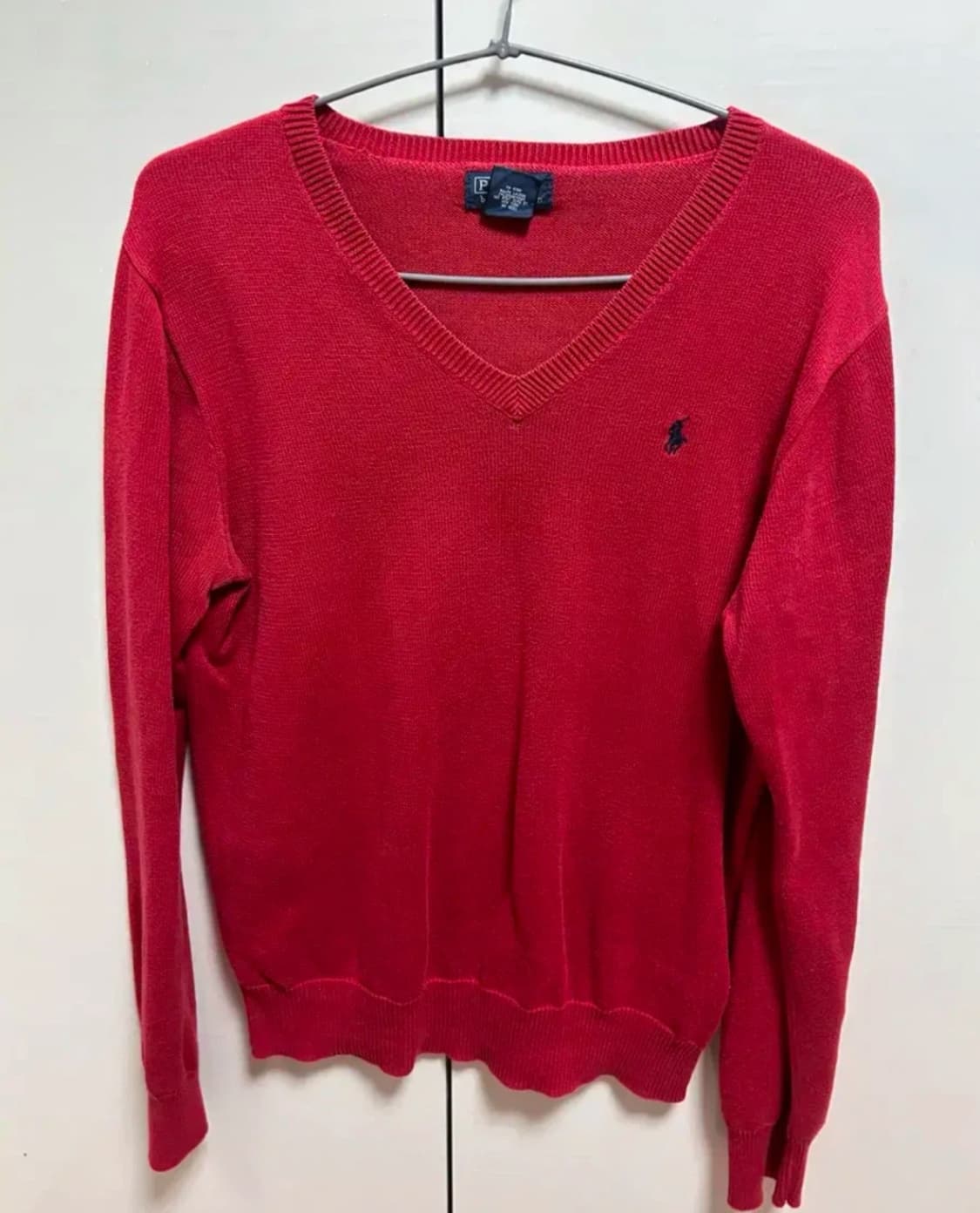 폴로 랄프로렌 레드 브이넥 니트 XL 상품이미지1