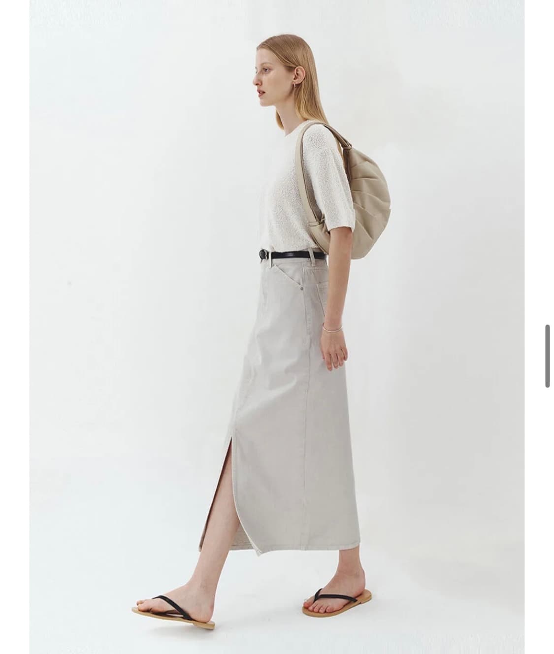 던스트 front slit h-line skirt light-greige 상품이미지5