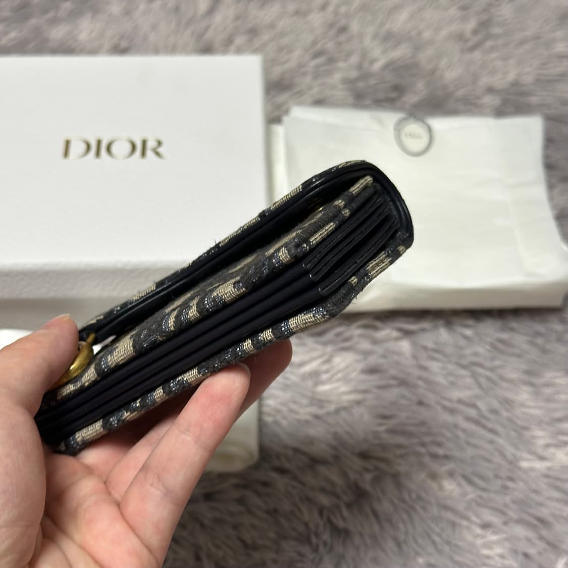 [풀구성] 디올 오블리크 새들 아코디언 카드지갑 베이지 상품이미지6