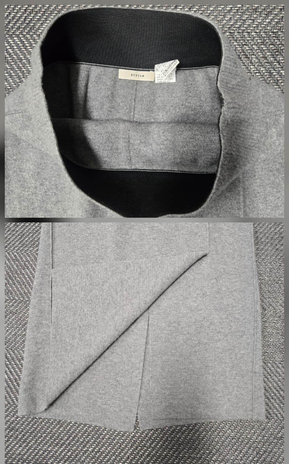 한섬 시스템 SYSTEM  회색 니트 투피스 세트 모100% 티 스커트 상품이미지9