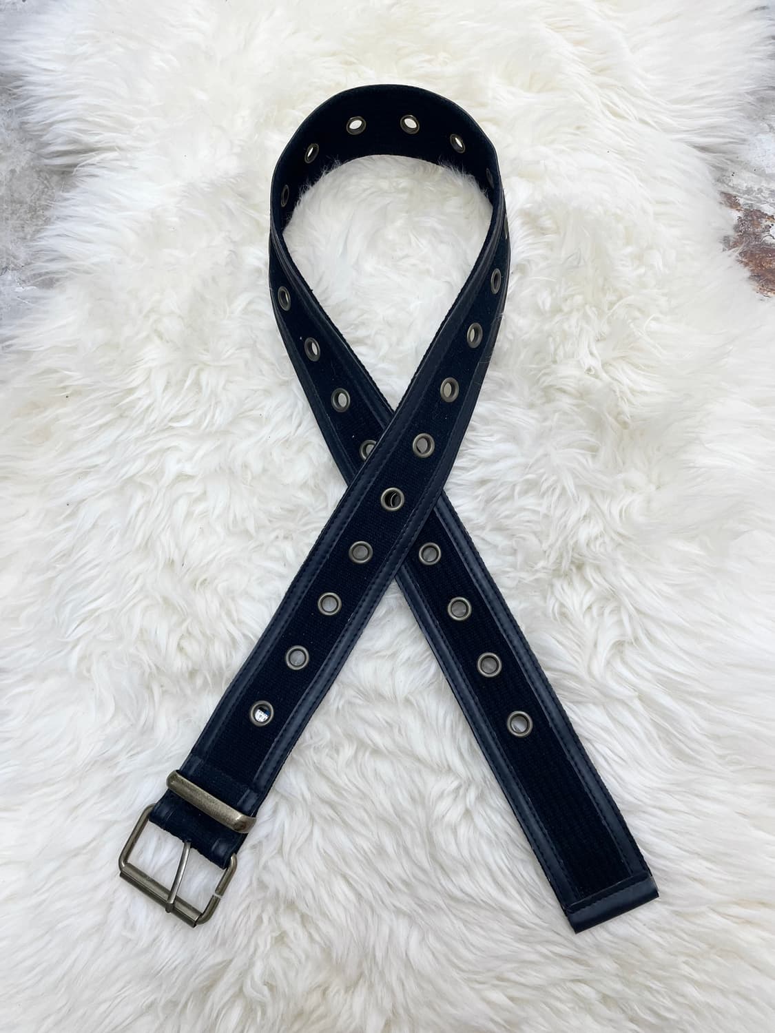 블랙 캔버스 펀칭 버클 벨트 상품이미지4