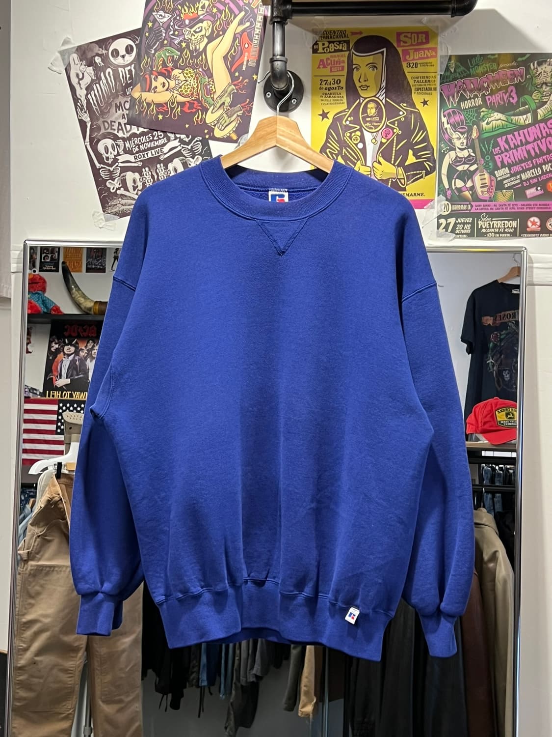 90's [XL] 러셀 애슬레틱 빈티지 무지 맨투맨 로열블루 USA 미제 상품이미지8