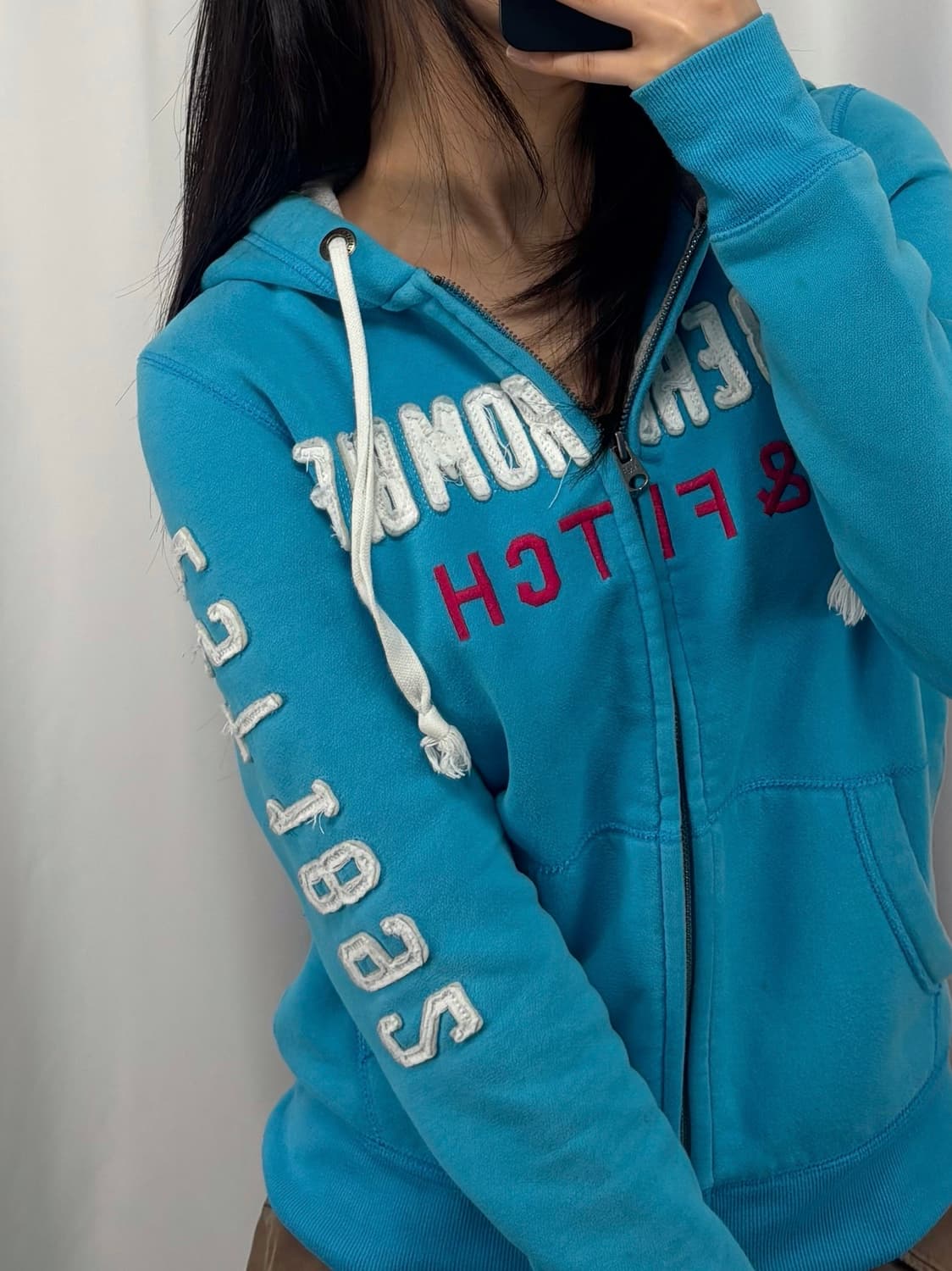 아베크롬비 블루 자수로고 후드집업 상품이미지1