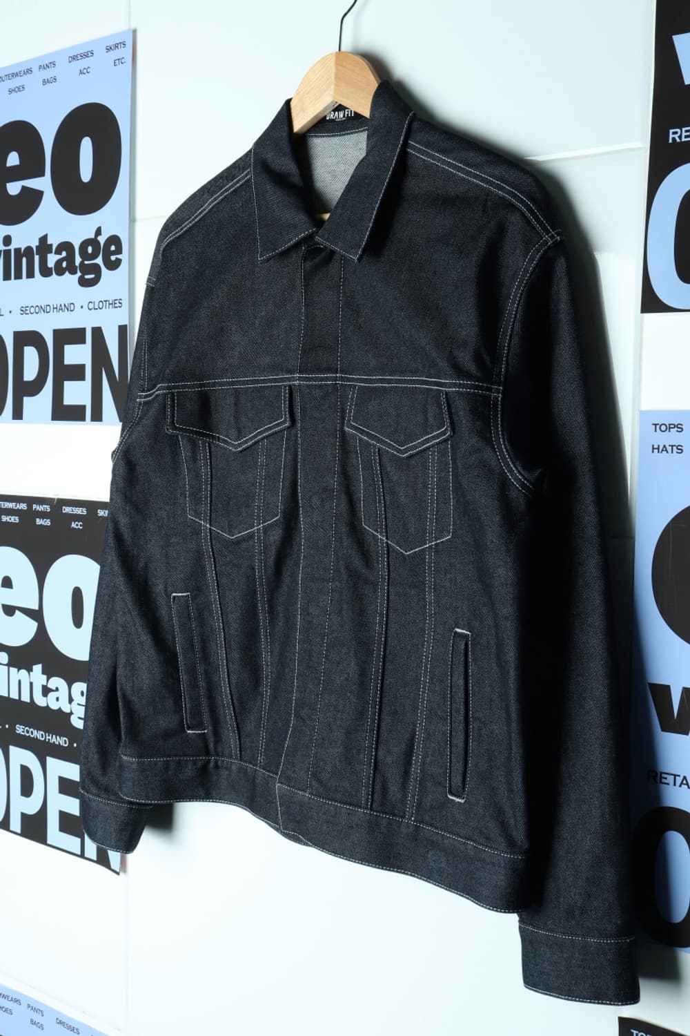 (M-XL) 드로우핏 집업 바람막이 점퍼자켓 데님 청 생지-H30735 상품이미지1