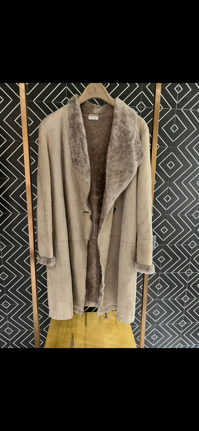 브루넬로 쿠치넬리 여성 스웨이드 시어링 무통 코트 48 상품이미지3