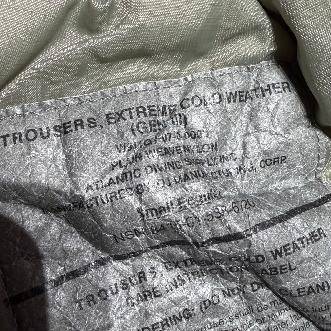 USA 미군 ECWCS 프리마로프트 레벨7 팬츠 SR 상품이미지3