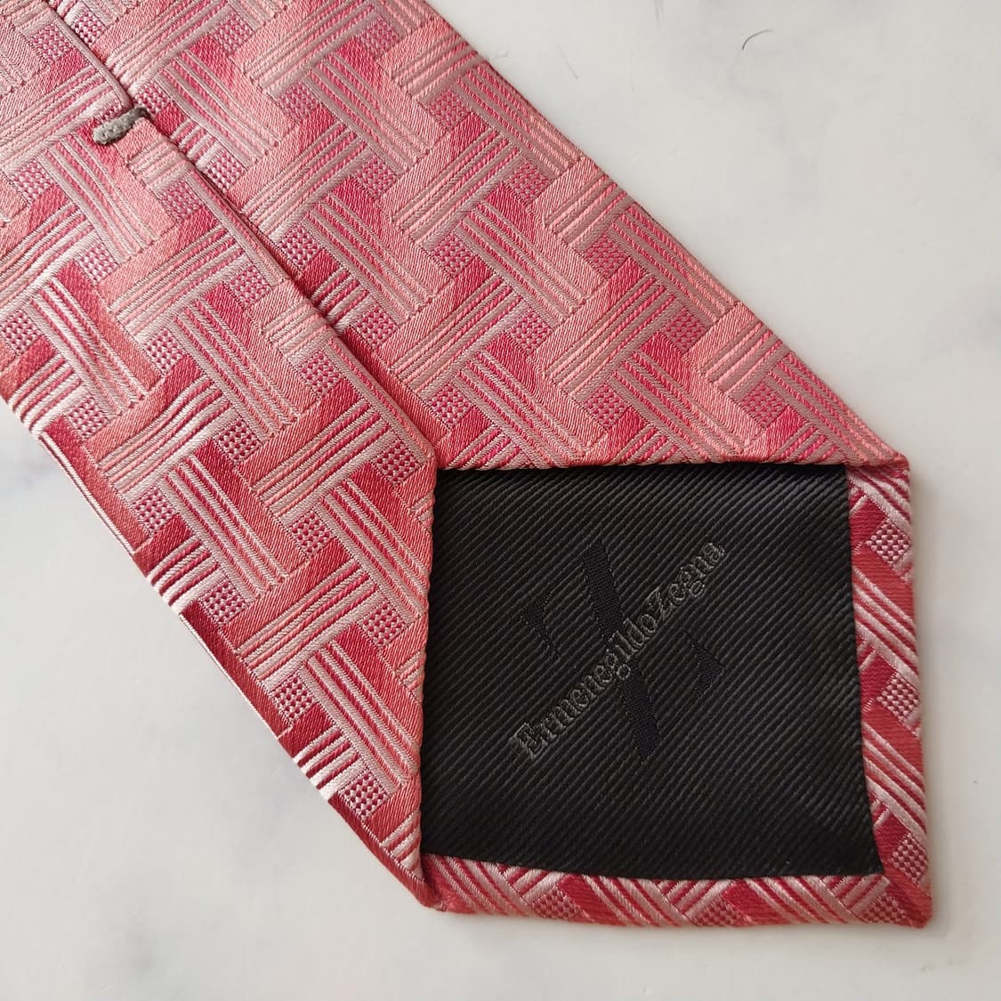 제냐 실크 레드 기하 자카드 넥타이 9.1cm A+등급 K1842
 상품이미지8