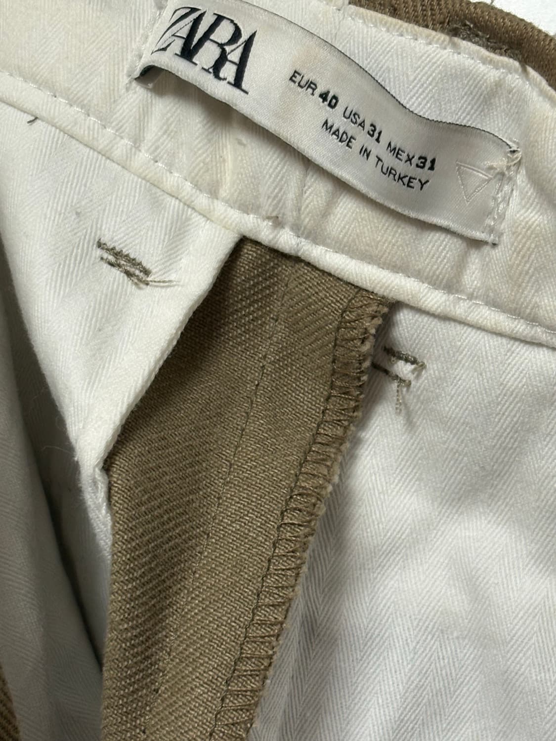 자라 카키색 세미와이드 면바지 31 상품이미지7