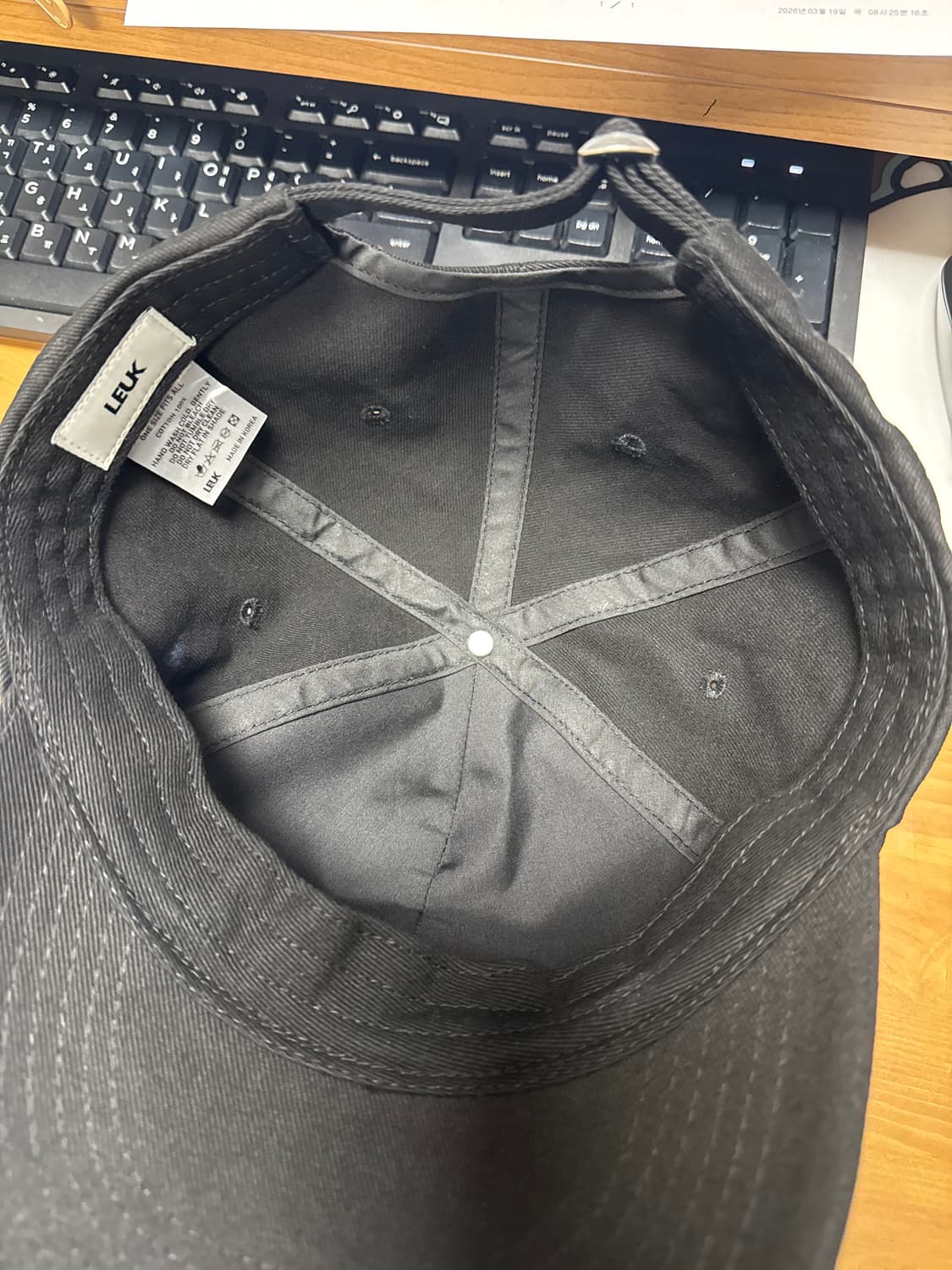 LEUK 루크 볼캡 AM APPLIQUE LOGO CAP (BLACK) 상품이미지3