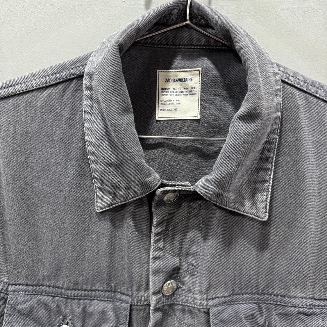 XS W 쟈딕앤볼테르 빈티지 그레이 데님 흑청자켓  상품이미지3
