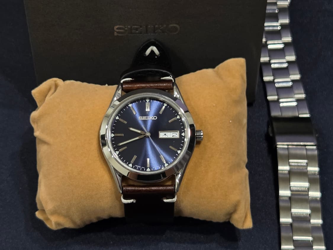[미사용]90s 빈티지 세이코 시계 청판 [배터리교체]+브라운 스트랩 상품이미지1