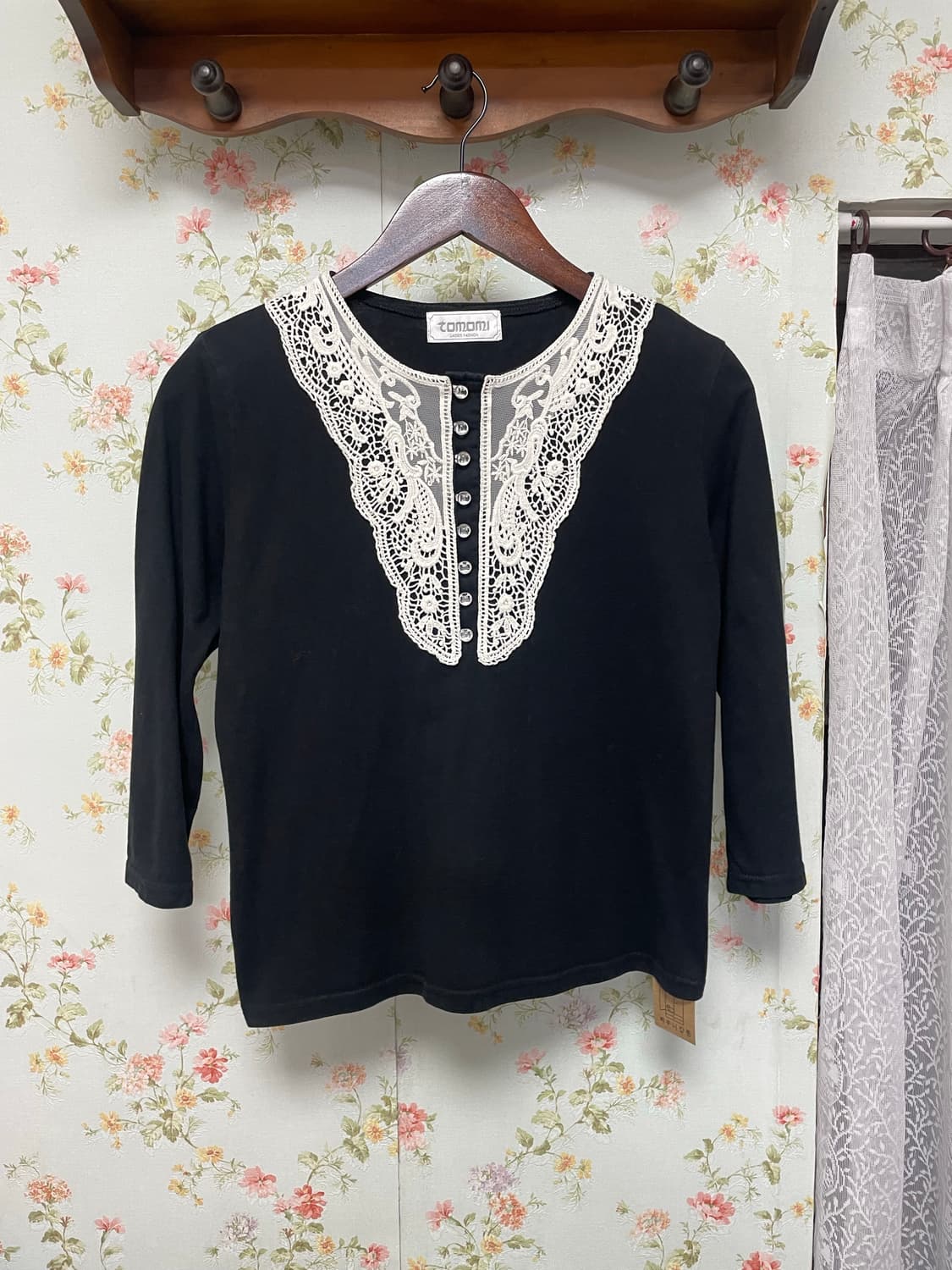 레이스 헨리넥 칠부 티 상품이미지1