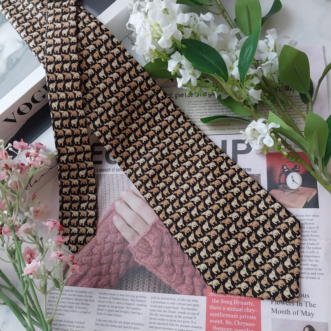 짐톰슨 실크 블랙 코끼리 패턴 넥타이 9.2cm A등급 K1682
 상품이미지4